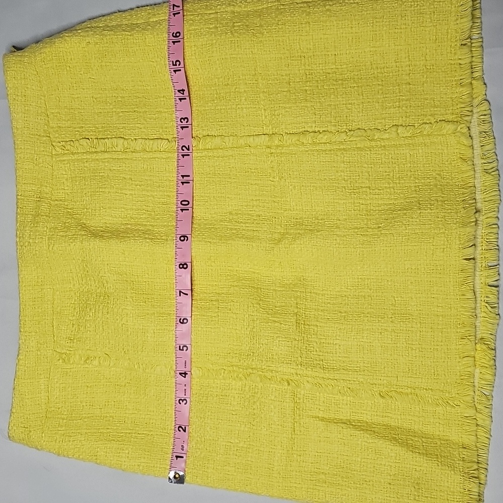 KENAR Yellow Tweed Mini Skirt Raw Hem Fringed Size 2 Preppy Coquette - Picture 8 of 10